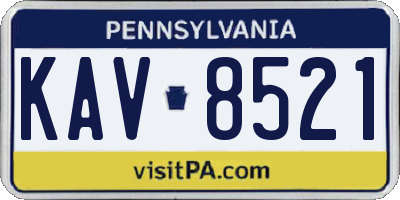 PA license plate KAV8521