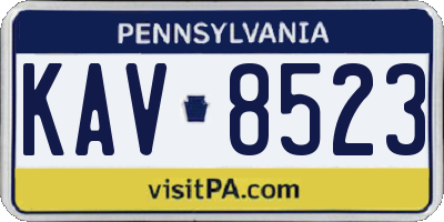 PA license plate KAV8523