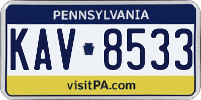 PA license plate KAV8533