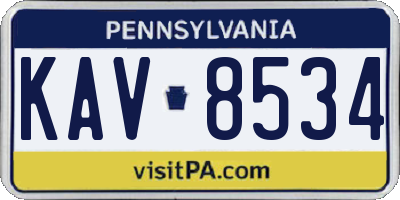 PA license plate KAV8534