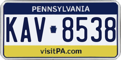 PA license plate KAV8538