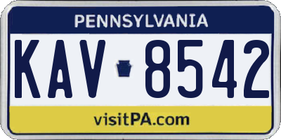 PA license plate KAV8542