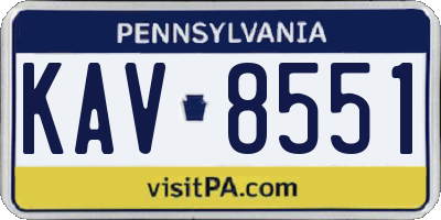 PA license plate KAV8551