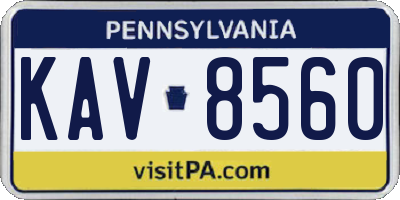 PA license plate KAV8560