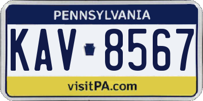 PA license plate KAV8567
