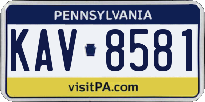 PA license plate KAV8581