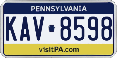 PA license plate KAV8598