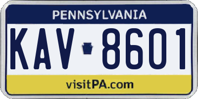 PA license plate KAV8601