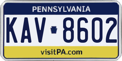 PA license plate KAV8602