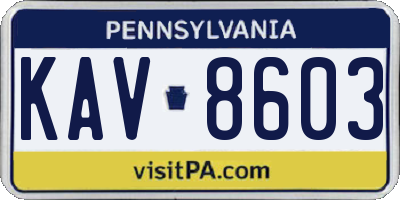 PA license plate KAV8603