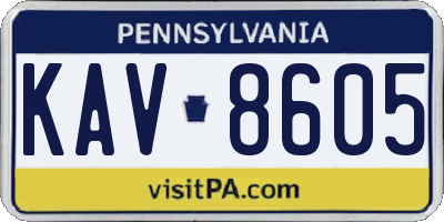 PA license plate KAV8605