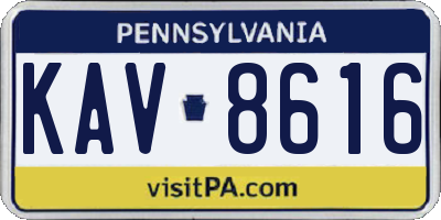 PA license plate KAV8616