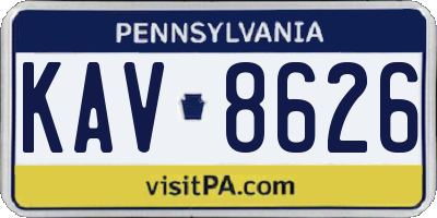 PA license plate KAV8626