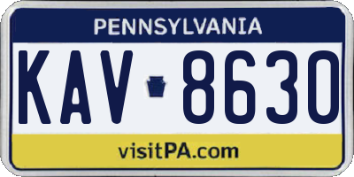 PA license plate KAV8630