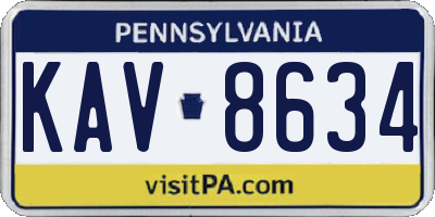 PA license plate KAV8634