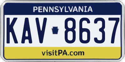 PA license plate KAV8637
