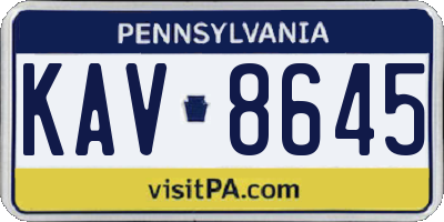 PA license plate KAV8645