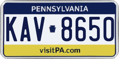 PA license plate KAV8650