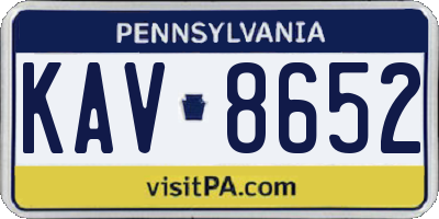 PA license plate KAV8652