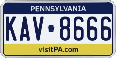 PA license plate KAV8666