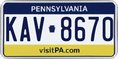 PA license plate KAV8670