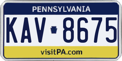PA license plate KAV8675