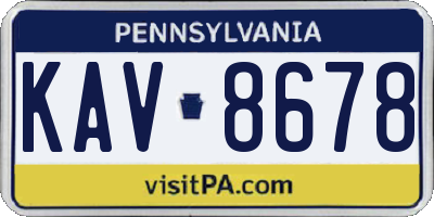 PA license plate KAV8678