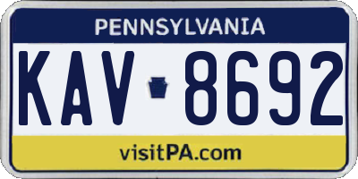 PA license plate KAV8692