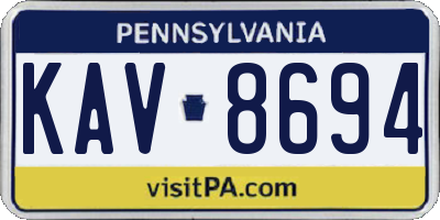 PA license plate KAV8694
