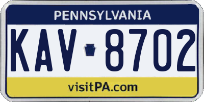 PA license plate KAV8702