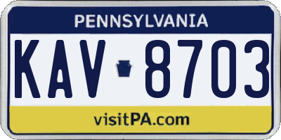PA license plate KAV8703