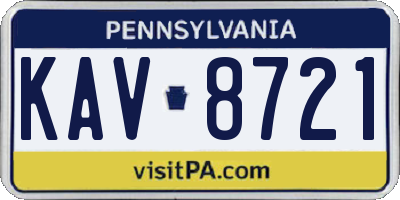 PA license plate KAV8721