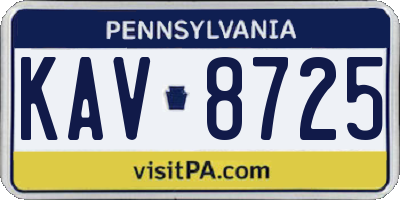 PA license plate KAV8725