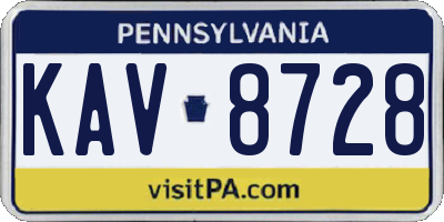 PA license plate KAV8728