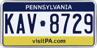 PA license plate KAV8729