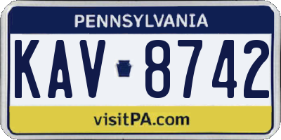PA license plate KAV8742