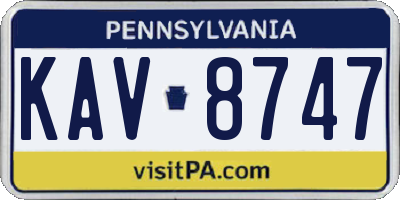PA license plate KAV8747