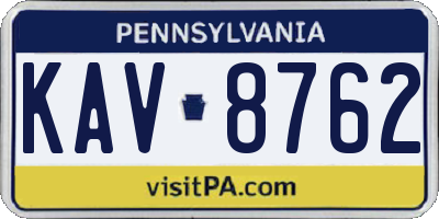PA license plate KAV8762