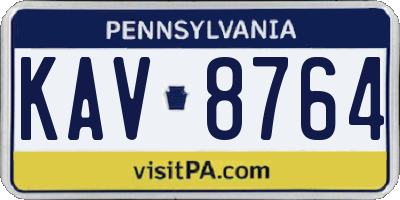 PA license plate KAV8764