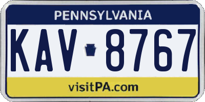 PA license plate KAV8767