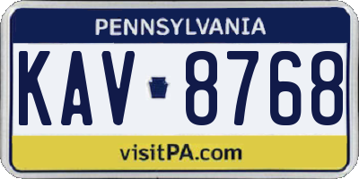 PA license plate KAV8768