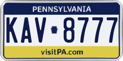 PA license plate KAV8777