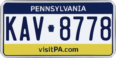 PA license plate KAV8778
