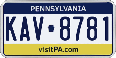 PA license plate KAV8781
