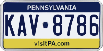 PA license plate KAV8786