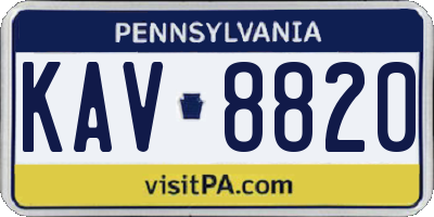 PA license plate KAV8820