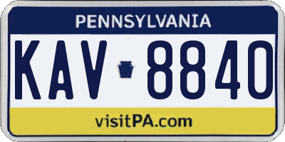 PA license plate KAV8840