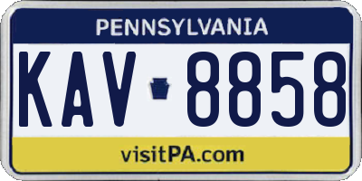 PA license plate KAV8858