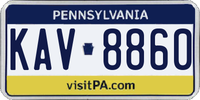 PA license plate KAV8860