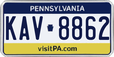PA license plate KAV8862